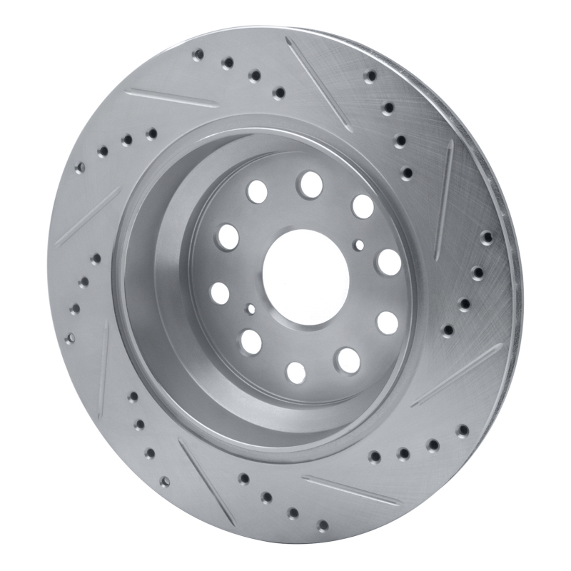Lexus LS460 Brake Rotor (1) - Rear Left - R1 Concepts - Drilled & Slotted - Silver - `07-`17